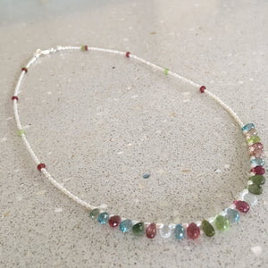 Mini pearl necklace with briolettes Ai87
